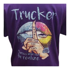 Lady Trucker Purple Graphic Tee EUC sz 2x